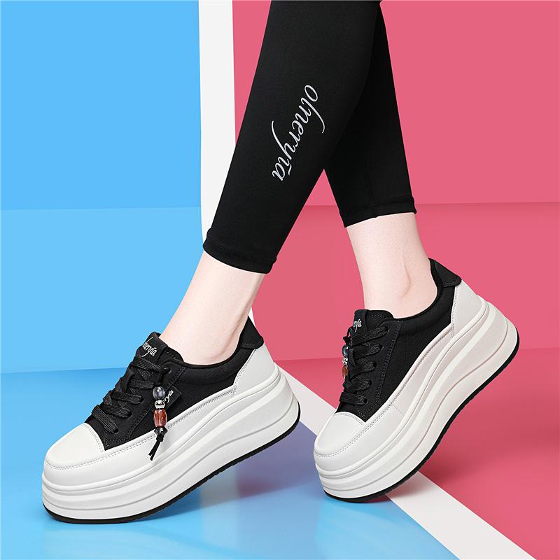 New platform white shoes women's shoes autumn and winter versatile sports and leisure shoes heightening velvet lightweight board shoes
