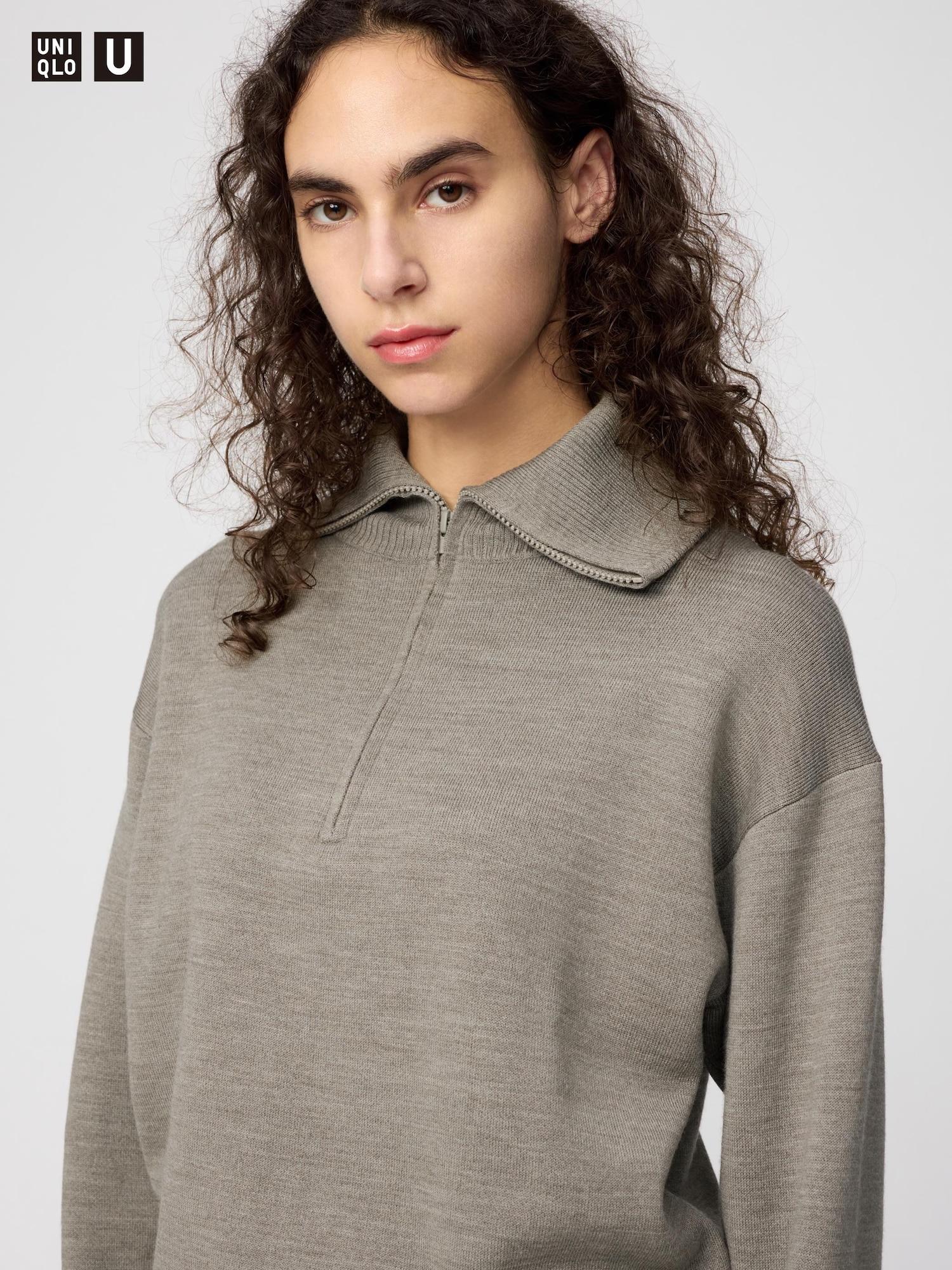 

Uniqlo Двусторонний свитер на молнии до половины 56 OLIVE/WOMEN L