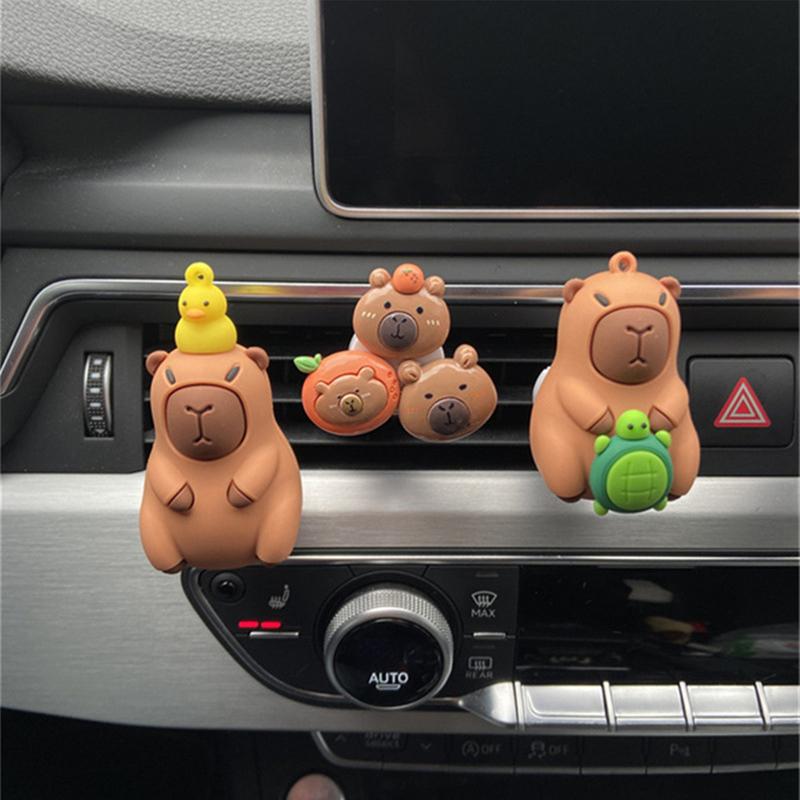 Cartoon Capybara Car Air Freshener Vent Clip Car Aroma Vent Scent Auto Perfume Oil Diffuser Decoration Refreshing accessories
