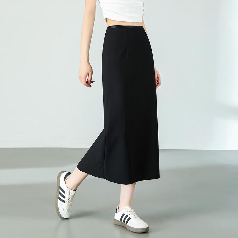 TERRE BLEUE Women s High-Waist A-Line Slit Midi Skirt S