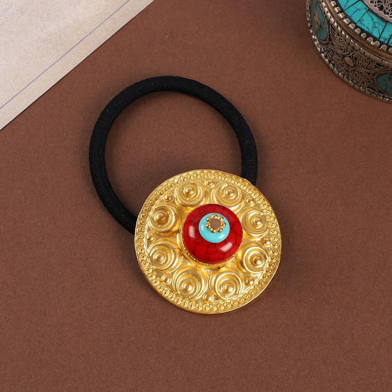 Tibetan Women's Head Flower Headgear Tibetan Hair Rope Rubber Band Tibetan Clothing Accessories Tibetan Dance Performance Xizang Hair Accessories