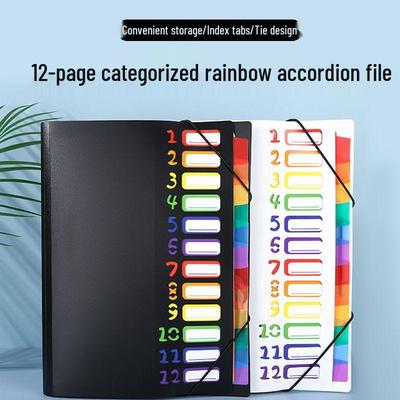 Regenbogen 12-seitiger Faltordner mit Bandverschluss - Neuer Büro-Dokumentenorganisator