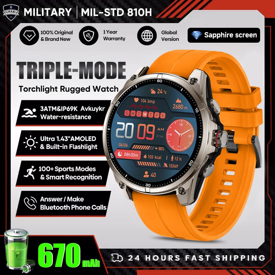 

New GPS Ultra Outdoor Sports Smart Watch 1.43 AOD Compass 5ATM Waterproof 170+ Sports Man Durable Military Call Smartwatch GPS Sports Watch