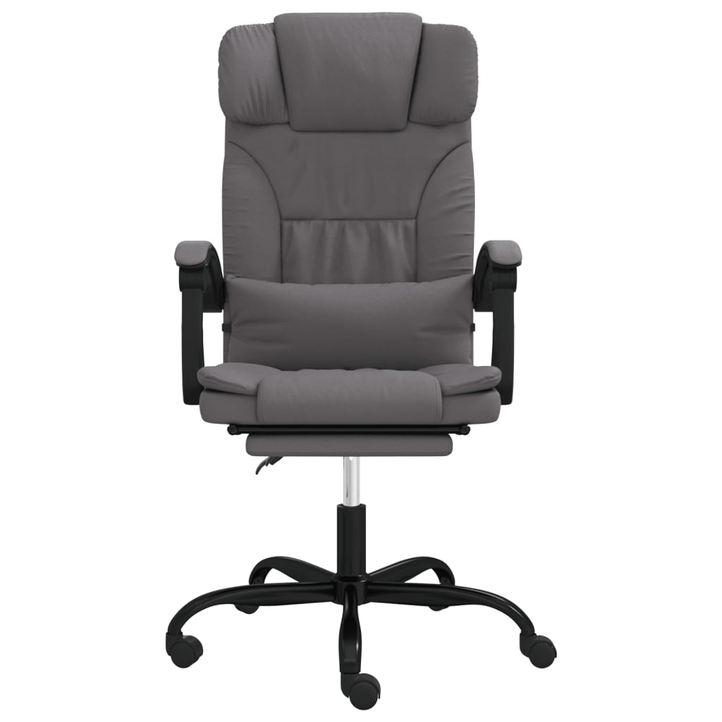 Office Chair with Reclining Function Gray Artificial Leather