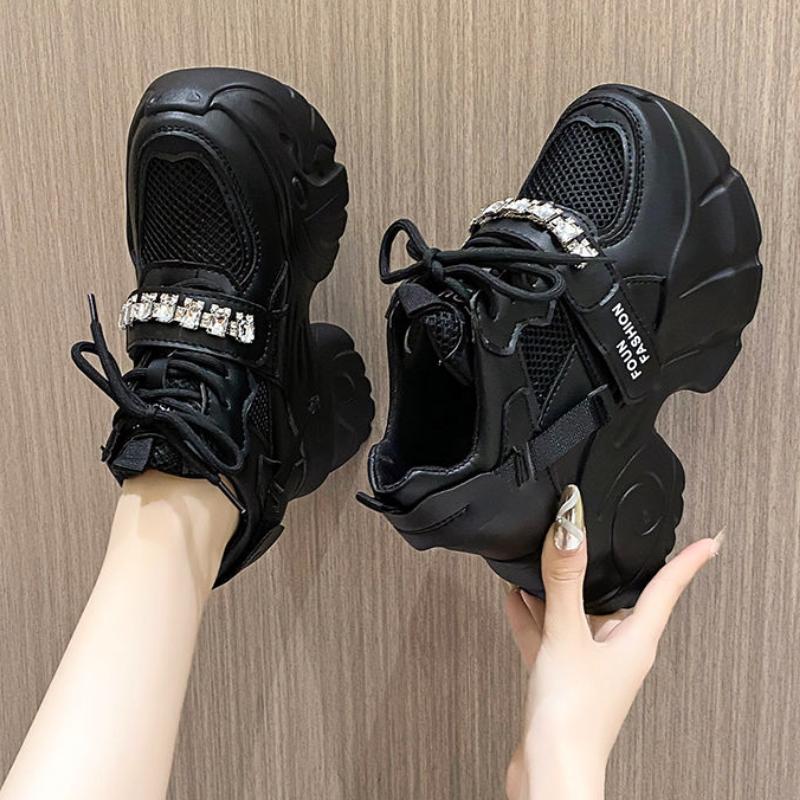 Chunky Sneakers Casual Vulcanized Shoes Woman High Platform Breathable Mesh Sneakers 10CM Women Sports Dad Shoes