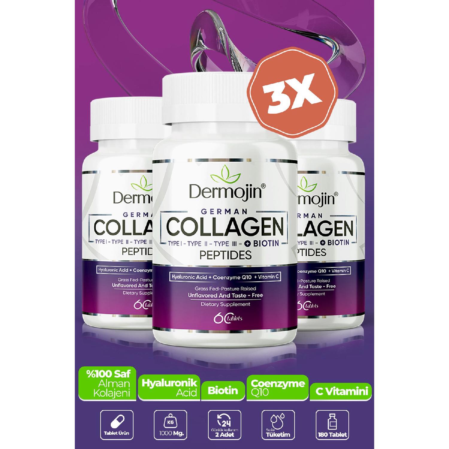 

3 Boxes - 100 %pure Tablet German Collagen Containing Biotin, Coenzyme Q10, Hyaluronic Acid, Vitamin C