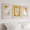 Matisse Wandkunst Drucke, Set von 3 Mid Century Modern Postern in Beige & Senfgelb, Botanische Drucke, Wohnzimmerkunst