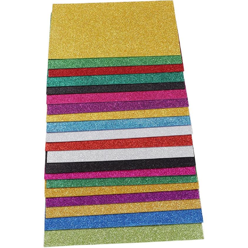 

A4 Glitter Foam Sheets, Craft Foam Sheet 20 Sheets 2mm Thickness Soft Flexible for Scrapbooks for Kids