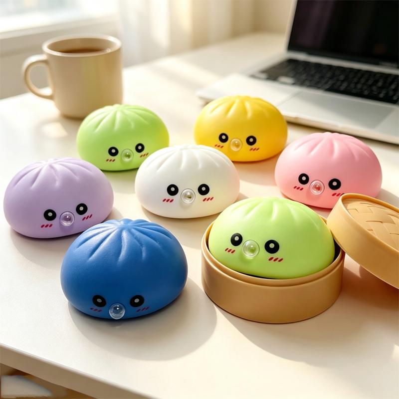 Squeeze Bubble Baozi Squishy Toy Cute Steamed Bun Stress Relief Fidget Toy Portable Desktop Decompression Gift For Office Home