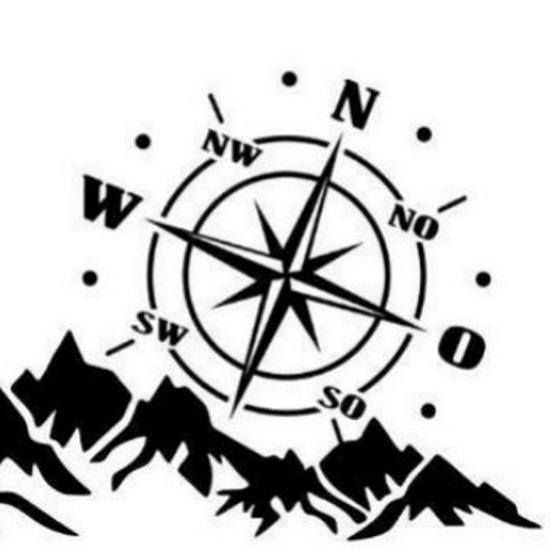 Mountain Peak Compass Wall & Car Window Sticker