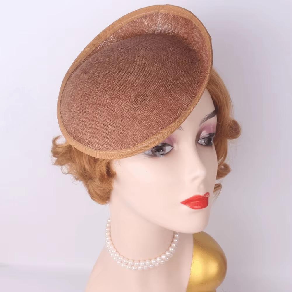 Headpiece Vintage Fascinator Hat Wide Brim Masquerade Top Hat Linen Yarn Fascinator Hat Base  Lady