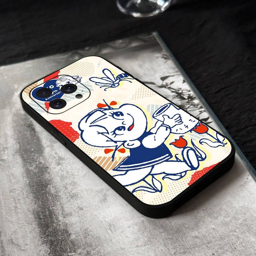 Fujiya Milky Peko-Chan Phone Case Black Silicone Soft Shell For IPhone 17 16 15 14 13 12 11 Air Pro Max Plus Hot Sale