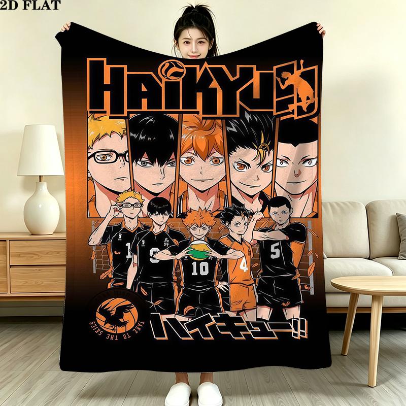 Haikyu Anime Print Flannel Blanket High Quality Warm Comfortable Cover for All Seasons Perfect for Gifts Home Decor