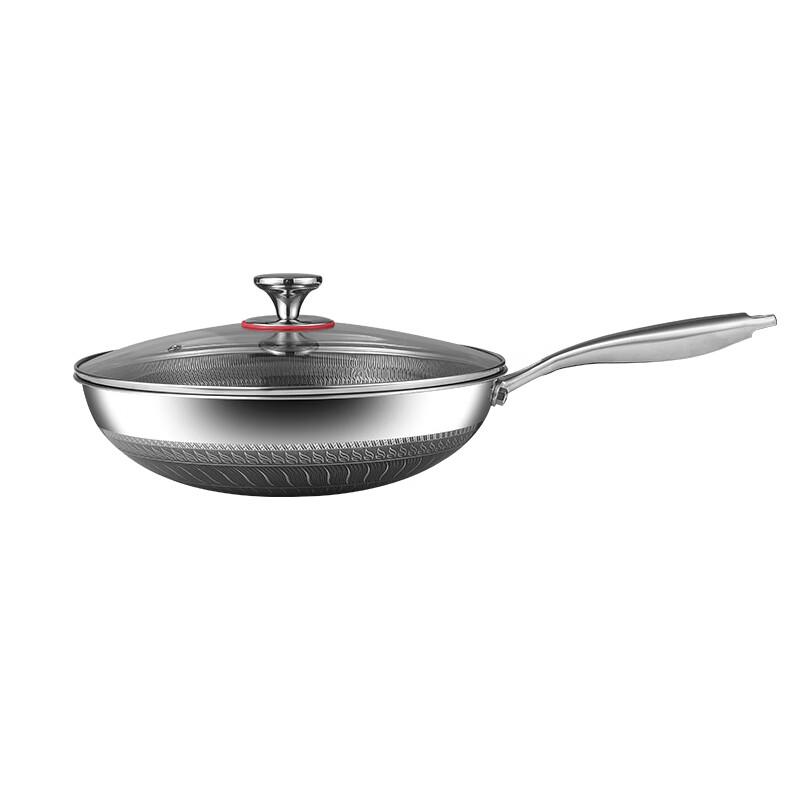 SPSR 32cm 316 Stainless Steel Non-stick Honeycomb Wok