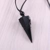 Natural Obsidian Stone Crystal Point Pendant Black Stone Charm Necklace Amulet