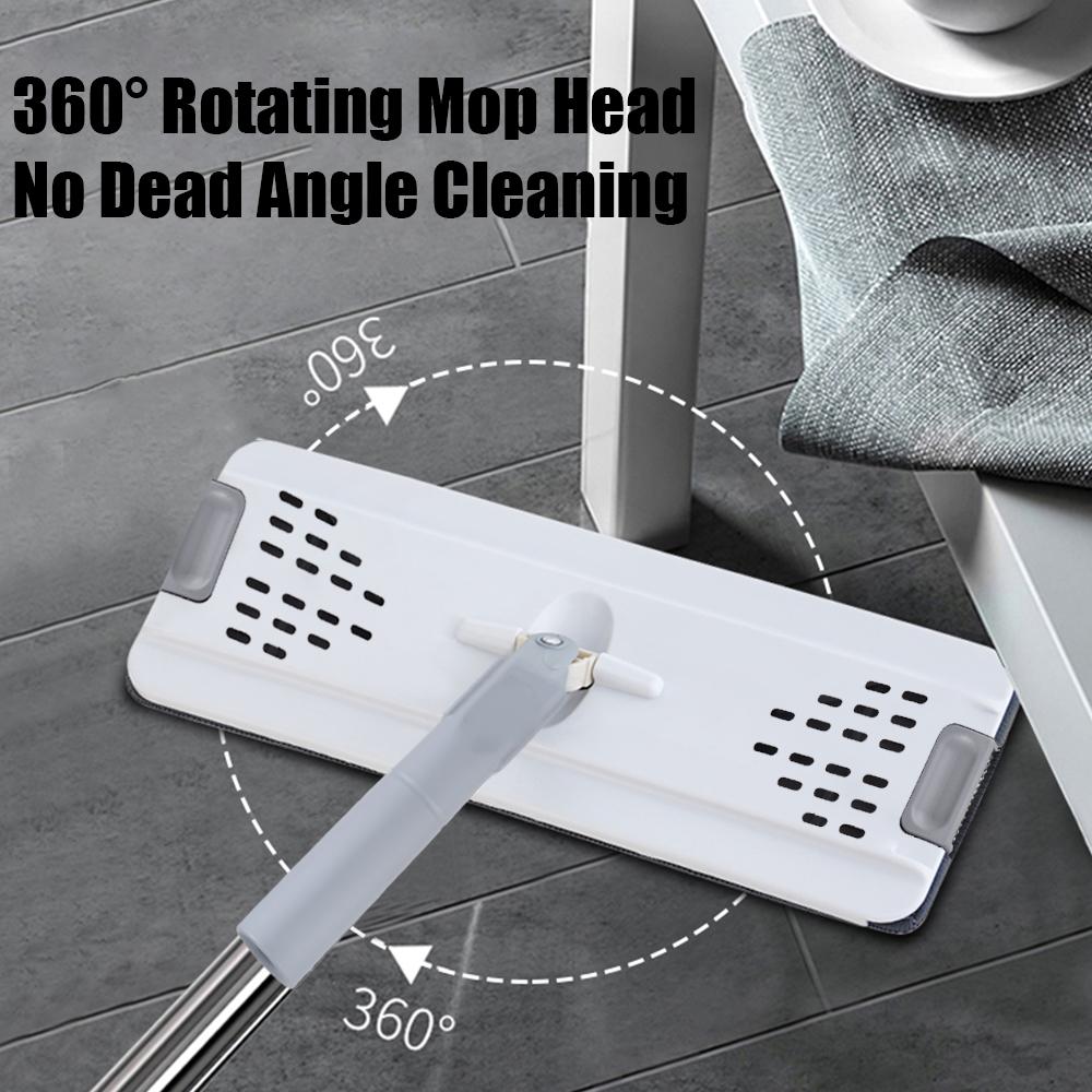 Mop and Bucket with Wringer Set 47 Inch Long Stainless Steel Handle Wet and Dry Use Flat Mop Bucket System with 2
