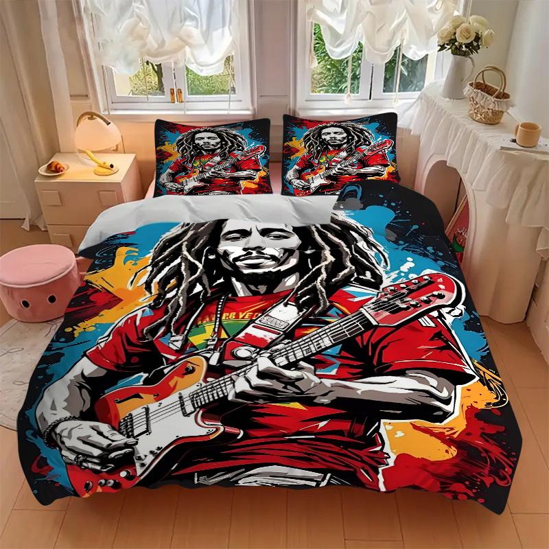 3pcs Vibrant Colors of Music Printed Bedding Set, Soft and Comfortable Quilt Cover for Bedroom, Guest Room (1 Duvet Cover + 2 Pillowcases, P