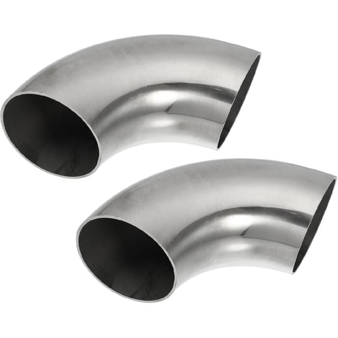 

ACROPIX 2pcs OD 2.25 Inch 90 Degree 1.5mm Thickness Mandrel Bend Elbow SS304 Stainless Steel Bend Tube Exhaust Elbow Pipe for Car Modified Exhaust