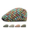 Spring Autumn Hat Women's Retro Plaid Beret Color Block British Peaked Cap