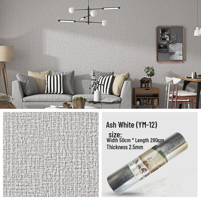 3D Self-Adhesive Linen Wallpaper: Thickened, Moisture-Proof, Light-Blocking, Thermal Insulation, Fire Retardant Aluminum Foil.
