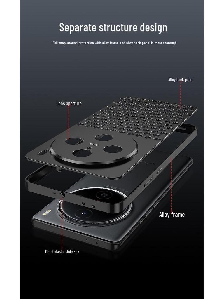 Vivo X100 Pro Aromatherapy Aluminum Alloy Phone Case with Metal Snap Button and Heat Dissipation