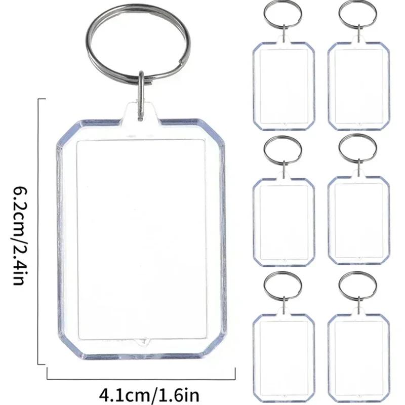 5/50pcs Transparent Photo Frame Keychain Tassels Snap-In Custom Insert Photo Acrylic Blank Keyring Clear Blank Picture Pendant