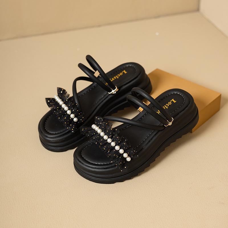 

Two wear platform slippers for women s summer wear 2025 new women s shoes versatile beach with skirt cool slippers 40 чорний