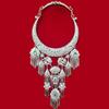Miao Silver-Plated Gem Rhinestone Tassel Necklace for Hanfu Dance