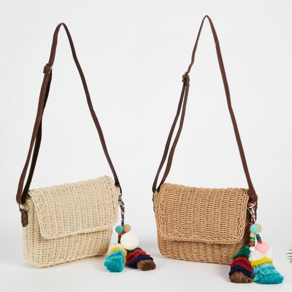 Lala Square Rattan Crossbody Bag  Lalab256 