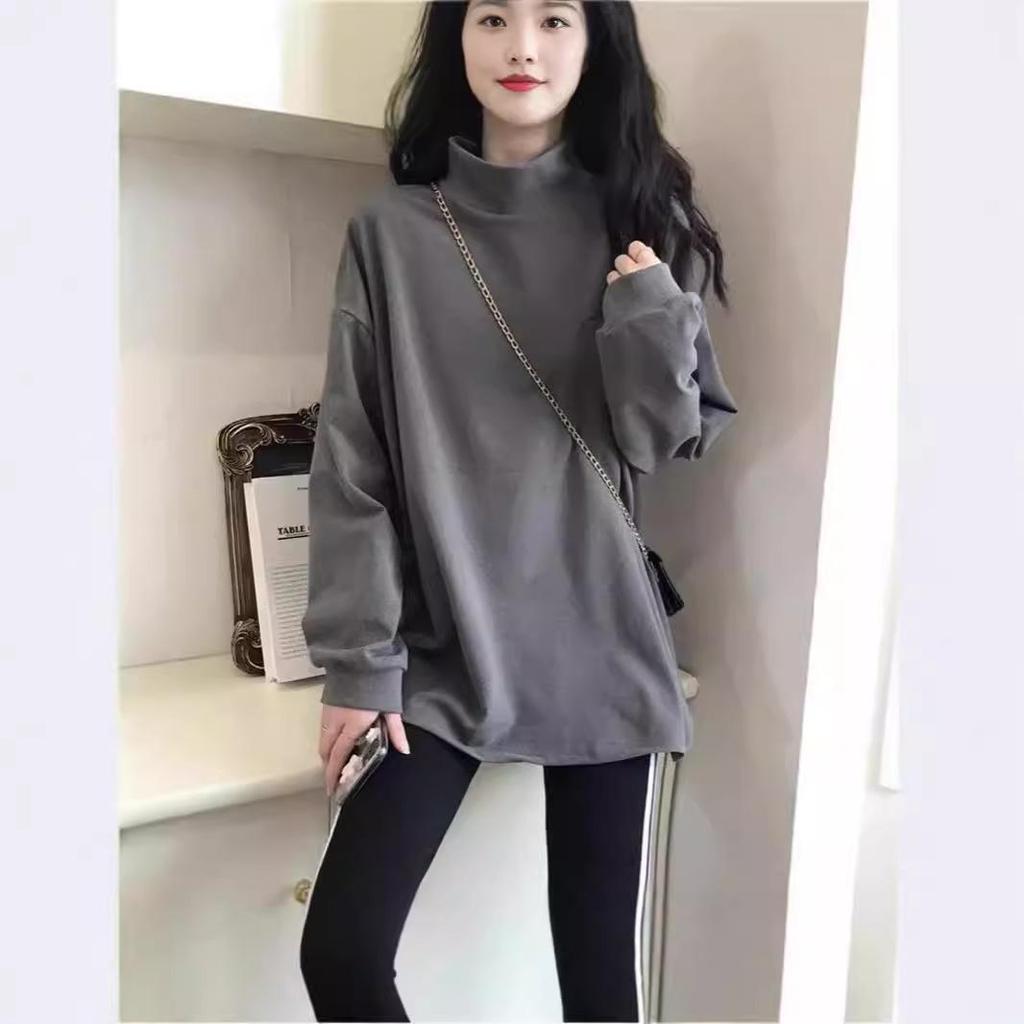Women's 2024 Autumn/Winter Half Turtleneck Warm Loose Long Sleeve Top