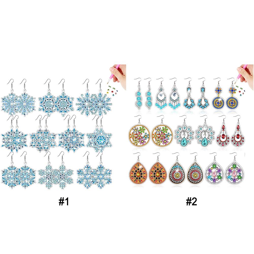 10 Pairs Diamond Painting Earrings Snowflake Boho Diamond Art Earring Making Kit DIY Earrings Making Kit for Adults Beginners