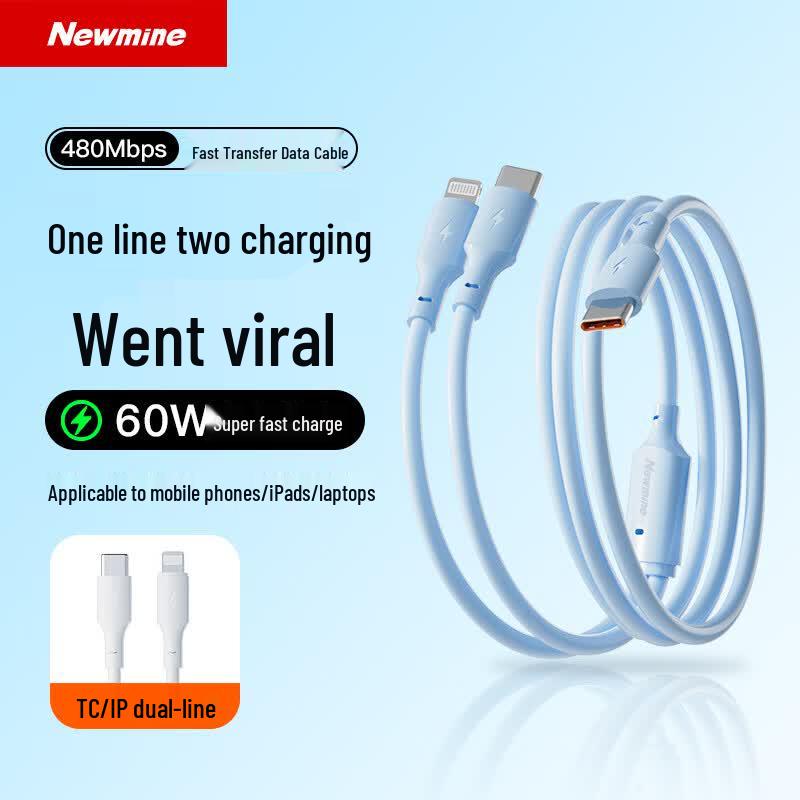 Newmine 60W 2-in-1 Fast Charging Data Cable