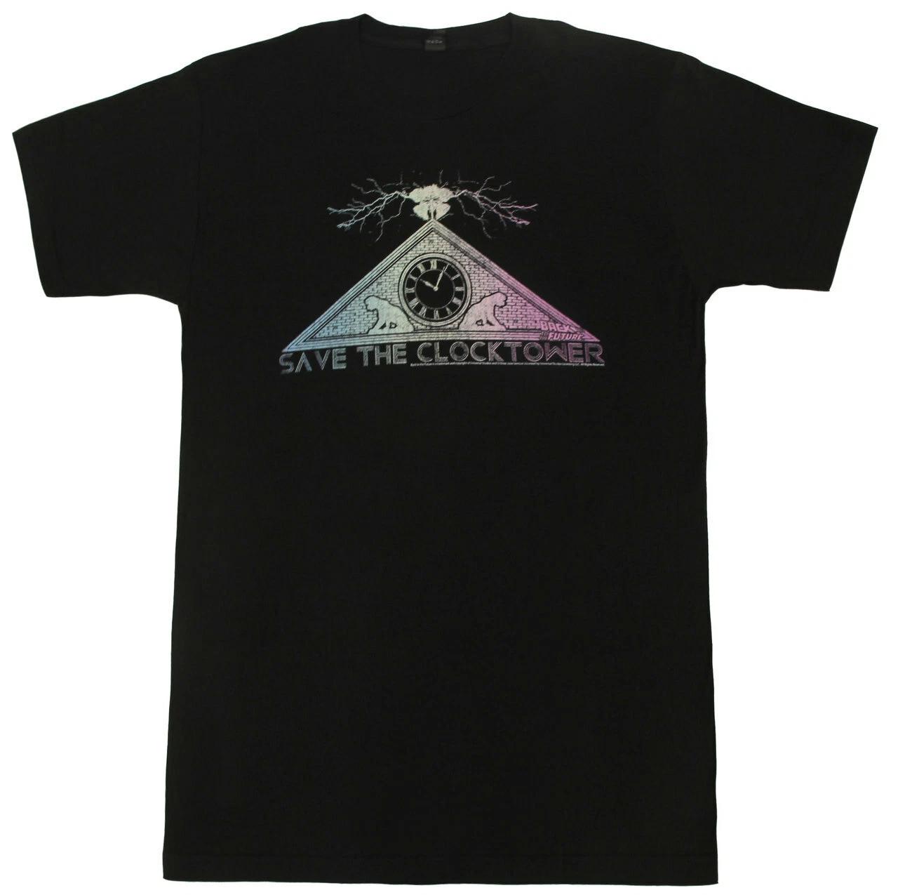 Adult Coal Black Movie Back to the Future Save the Clock Tower 100% Cotton T-shirt Mens Tees Top Tee 4XL