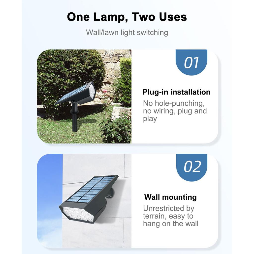Solar Lawn Spotlight Outdoor Patio Landscape Lawn Street Light Garden Villa Lighting Wall Lights