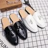 Men's Slippers Mule Sandals Black Leather Clogs Summer Dress Shoes White Casual Backless Shoes Large Size