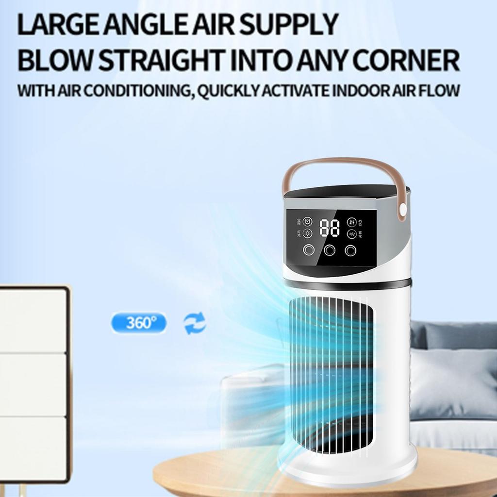 3-In1 Evaporation Low Noise Portable 2.0 USB Rechargeable 8H Timer 7 Modes Light Personal Conditioner Fan Windowless Cooler Condition