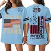 Women's Casual V Neck Jersey Shirt Short Sleeve Athletic Top 250th Anniversary Independence Day Printed T Shirt Loose Fit