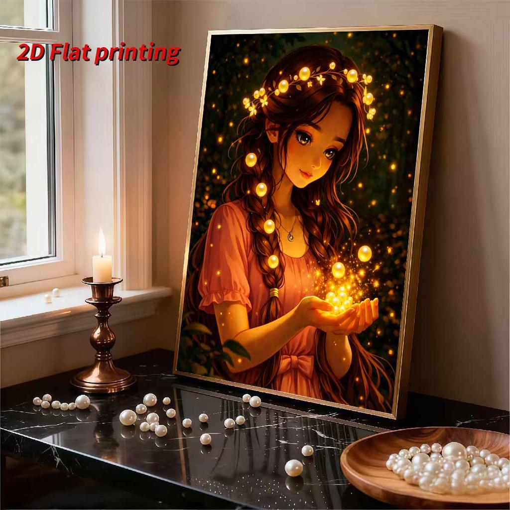 DIY Diamond Art Pearl Painting Kit for Adults, The Long-Haired Girl Special Shaped Pearl Art Painting Wall for Home Office Decor Handmade Gift