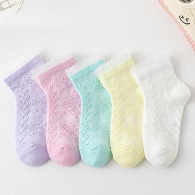 5 Paar Kindersocken Sommer Cartoon süße atmungsaktive Jacquard Mädchen Schlauchsocken süße und bequeme Netzsocken Sommer