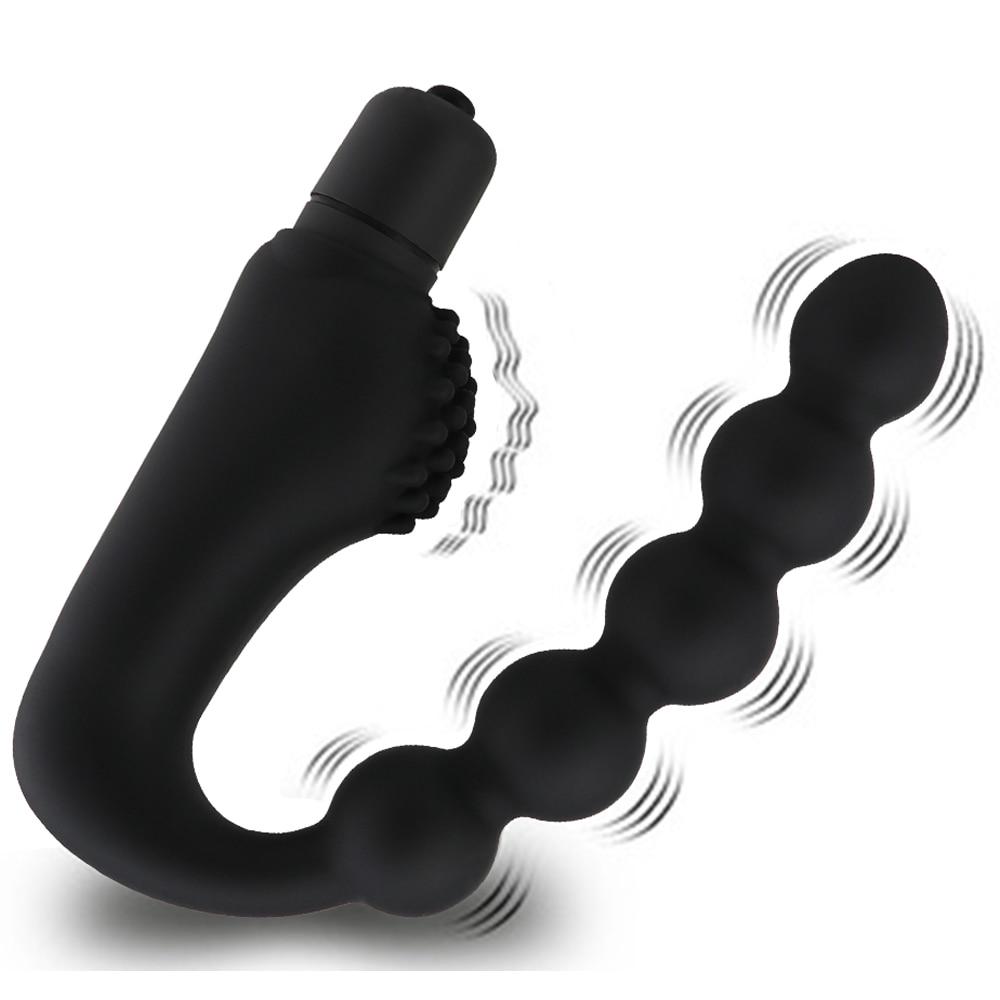 Plug Anal en Silicone à 10 vitesses, masseur de Prostate, vibrateur, bouchons de fesses, 5 perles, jouets sexuels, produit pour adultes