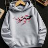 New Autumn/Winter Tokyo Cherry Blossom Style Boys' Fashionable Casual Hoodie with Sporty Print Outdoor Sportswear