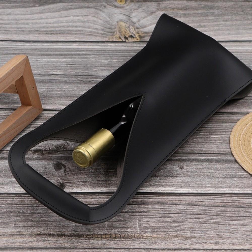 Convenient Waterproof Leather Wine Carrier Sturdy Handle Portable Beer Gift Bag Single Bottle Holder Wine Holder Birthday