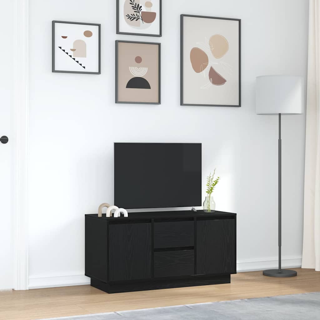 TV Stand with LED Lights Black Oak Effect 100 x 41 x 50 cm