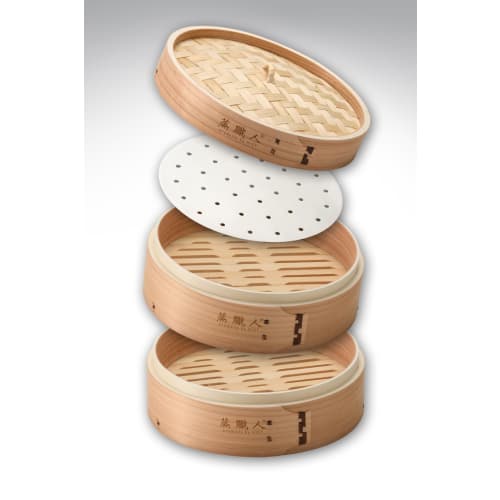 Heist [Steamer] Cedar Steamer with Induction Cooktop, Set of 2 Steamers and 1 Lid, Commercial Use, Includes 20 Steamer Sheets (Steamer with Pot, Cedar