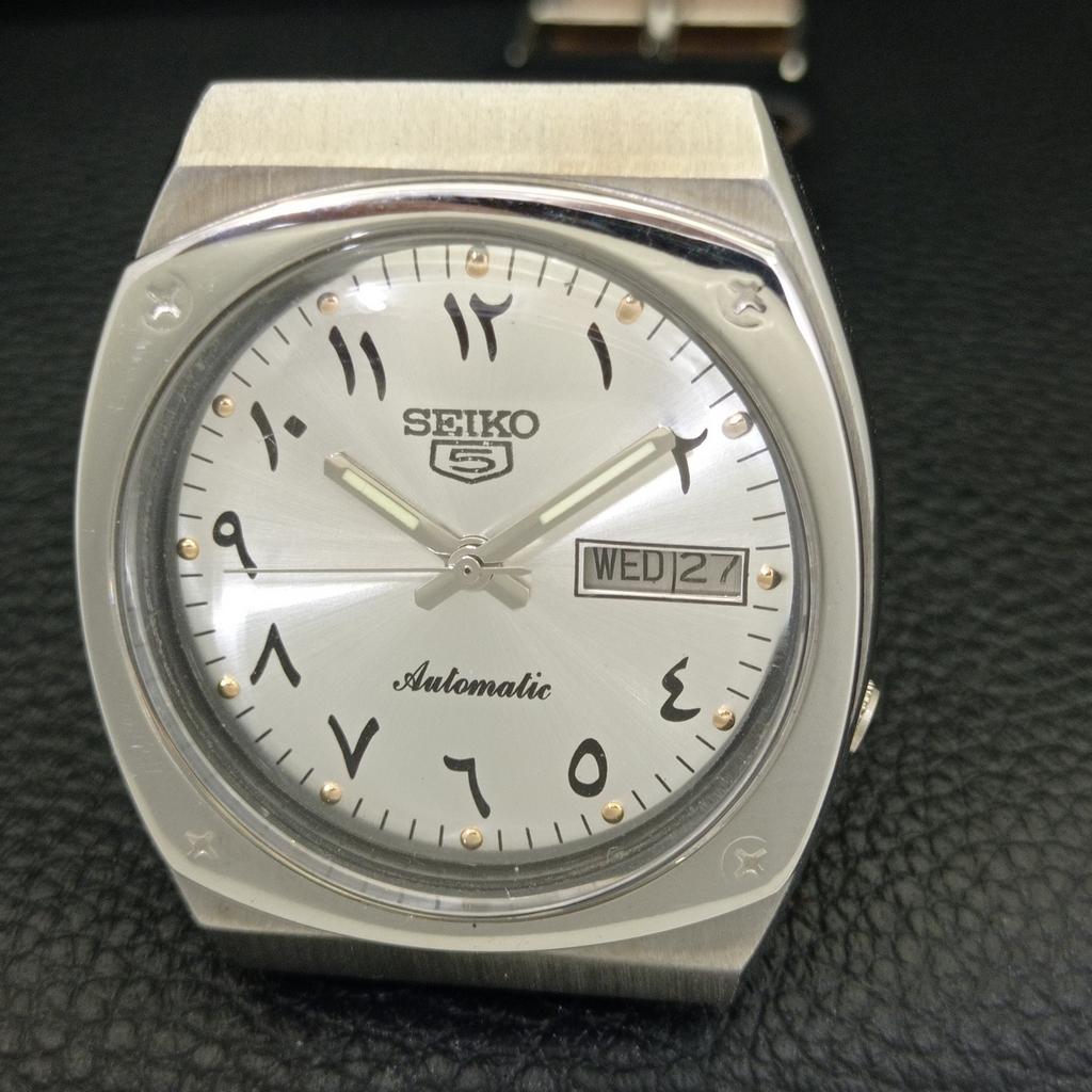 SEIKO 5 AUTOMATIC JAPAN MENS 7009A VINTAGE ARABIC SILVER DIAL WATCH a702459-5 R124-a702459