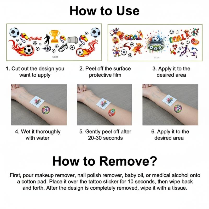 8 Stück Fußball Temporäre Tattoos Fußball Fake Tattoos Fußball Fake Tattoo Aufkleber für Erwachsene Party Dekorationen