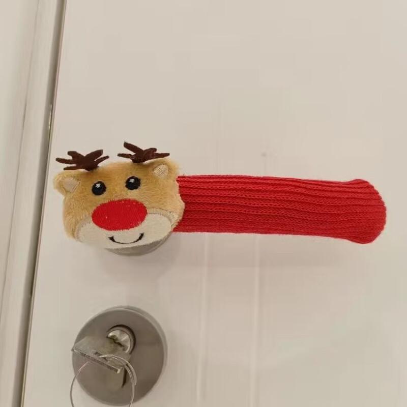 Festive Knitted Reindeer Door Handle Covers