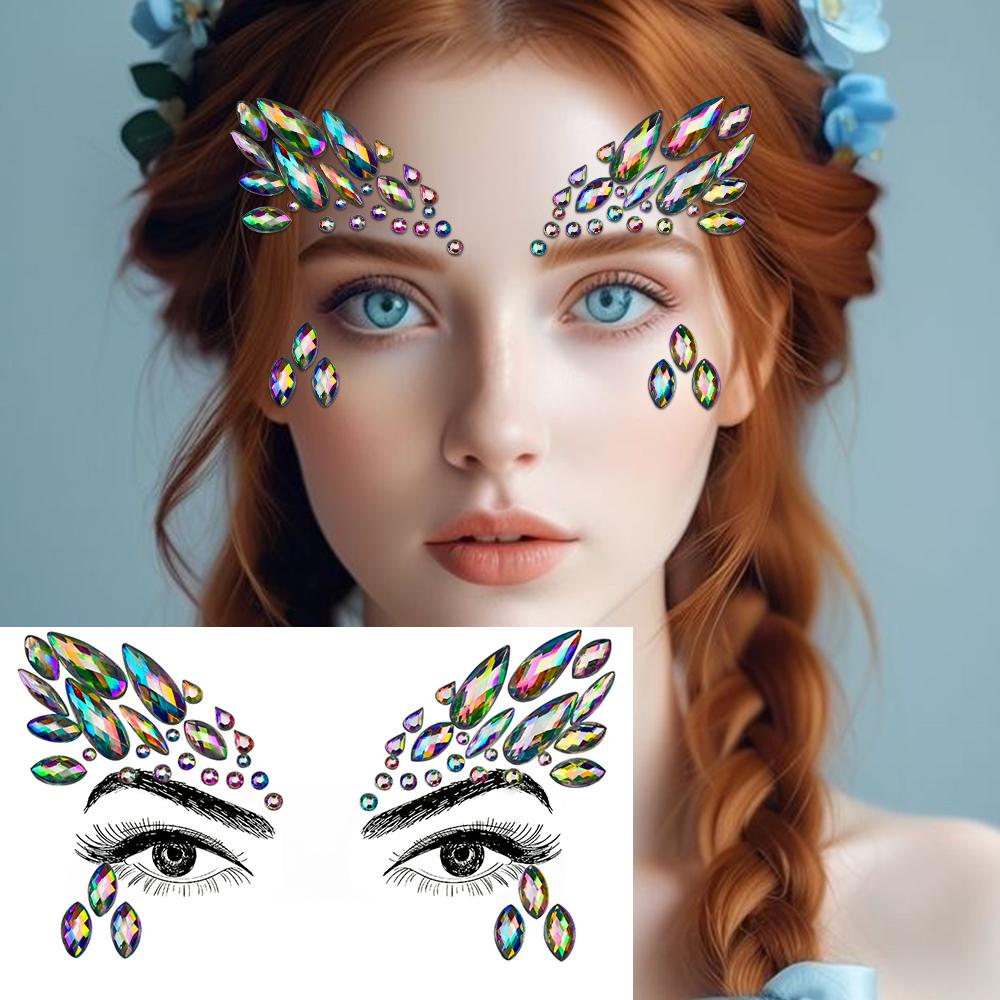 3D Strass Gezichtstattoo Stickers Voor Festival Glitter Make-up Sieraden Sticker Op Gezicht Kristallen Edelstenen Juwelen Diamanten Decoratie