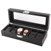 Sturdy Carbon Fiber Watch Box Transparent Window Red Line Watch Storage Luxury 6 Slots Watch Case Jewelry Organize