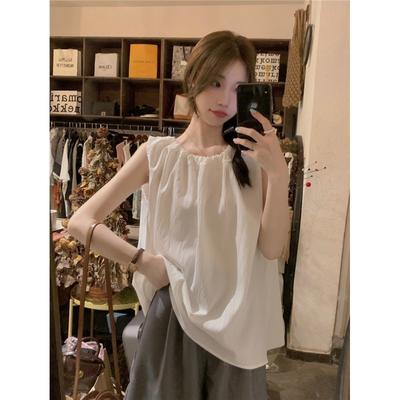 Korean Summer New Solid Color Loose and Versatile Thin Lace-up Sleeveless Suspender Vest Women's Top